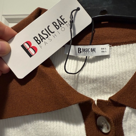 Basic Bae Striped Collared Neck Rib-Knit Top - Picture 3 of 4